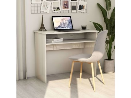 Psací stůl bílý s vysokým leskem 90x50x74 cm kompozitní dřevo