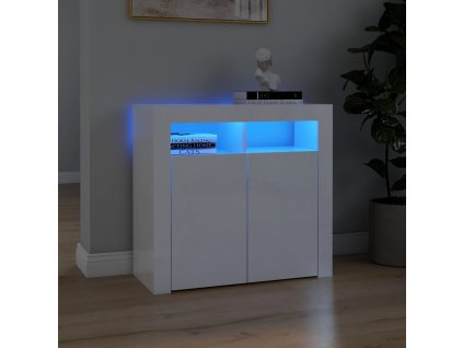 Příborník s LED osvětlením bílý s vysokým leskem 80x35x75 cm