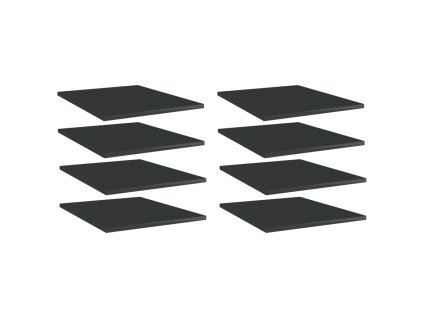 Police na knihy 8 ks černé lesklé 40x50x1,5 cm kompozitní dřevo