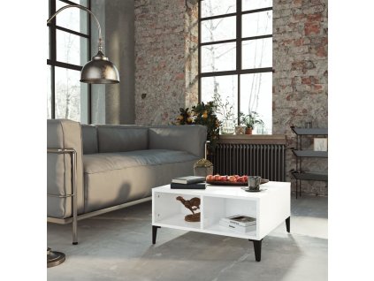 Konferenční stolek bílý lesklý 60 x 60 x 30 cm kompozitní dřevo