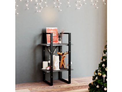 Knihovna se 2 policemi šedá 40 x 30 x 70 cm masivní borovice