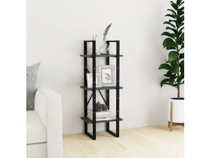 Knihovna se 3 policemi šedá 40 x 30 x 105 cm masivní borovice