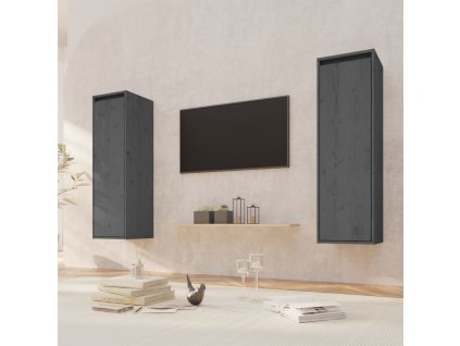 Nástěnné skříňky 2 ks šedé 30 x 30 x 100 cm masivní borovice