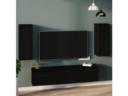 Nástěnné skříňky 2 ks černé 30 x 30 x 80 cm masivní borovice