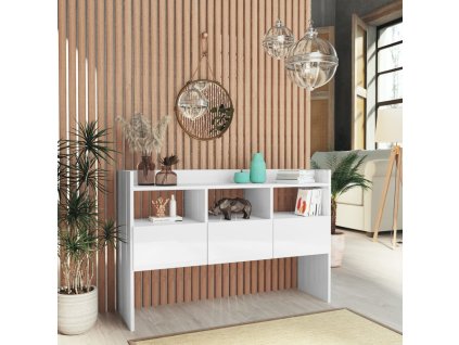 Příborník bílý s vysokým leskem 105x30x70 cm kompozitní dřevo