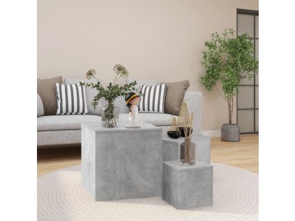 Odkládací stolky 3 ks betonově šedé kompozitní dřevo