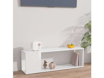 TV stolek bílý s vysokým leskem 100x24x32 cm kompozitní dřevo