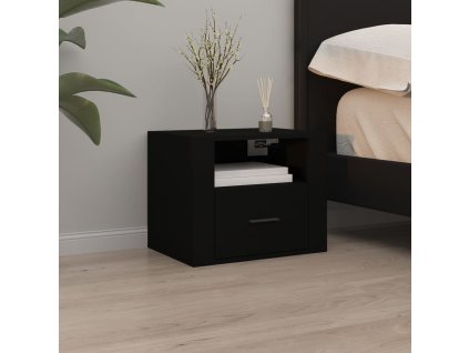 Nástěnný noční stolek černý 50x36x40 cm