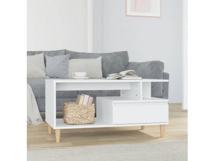 Konferenční stolek lesklý bílý 90x49x45 cm kompozitní dřevo