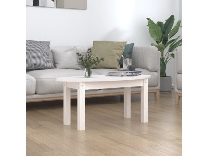 Konferenční stolek bílý 80 x 40 x 35 cm masivní borové dřevo