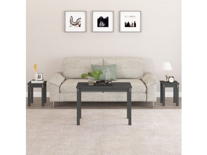 Hnízdové stolky 3 ks šedé masivní borové dřevo