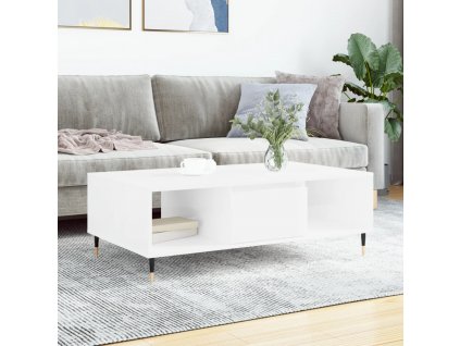 Konferenční stolek lesklý bílý 104x60x35 cm kompozitní dřevo