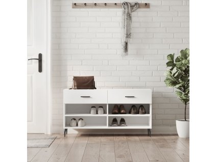 Botník bílý s vysokým leskem 102 x 35 x 55 cm kompozitní dřevo