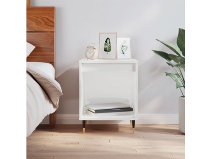 Noční stolek bílý s vysokým leskem 40x35x50 cm kompozitní dřevo