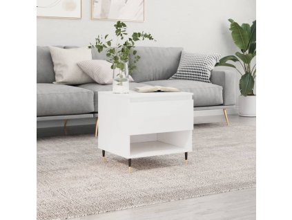 Konferenční stolek lesklý bílý 50 x 46 x 50 cm kompozitní dřevo