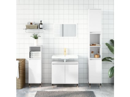 Koupelnová skříňka lesklá bílá 58 x 33 x 60 cm kompozitní dřevo