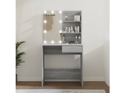 Toaletní stolek s LED šedý sonoma 74,5 x 40 x 141 cm