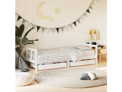 Dětská postel se zásuvkami bílá 90x190 cm masivní borové dřevo