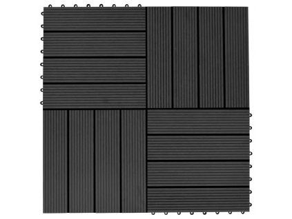 Terasové dlaždice z dřevoplastu 11 ks 30 x 30 cm 1 m² černé