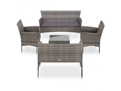 5dílná zahradní sedací souprava s poduškami polyratan šedá