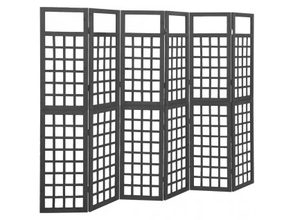 6dílná dělicí stěna / treláž masivní jedle černá 242,5 x 180 cm