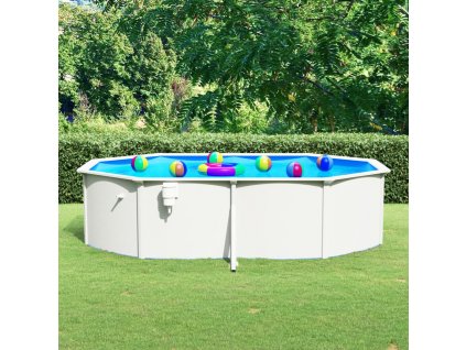 Bazén s ocelovou stěnou 490 x 360 x 120 cm bílý