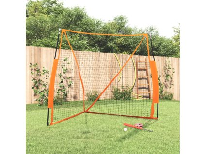 Přenosná baseballová síť oranžová/černá 183x182x183cm polyester