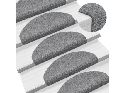 Schodové rohože samolepicí 15 ks 65 x 21 x 4 cm světle šedé, půlkulaté, velké