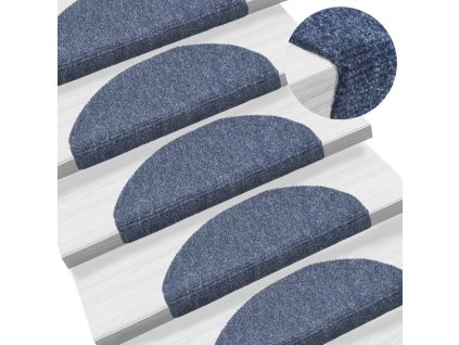 Schodové rohože samolepicí 15 ks 65 x 21 x 4 cm modré, půlkulaté, velké