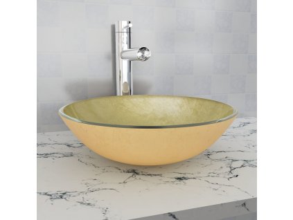 Umyvadlo z tvrzeného skla 42 cm zlaté