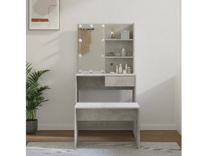 Toaletní stolek sada s LED betonově šedý kompozitní dřevo