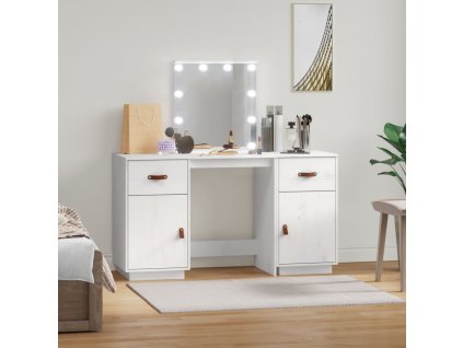 Set toaletního stolku s LED Bílý masivní borovice