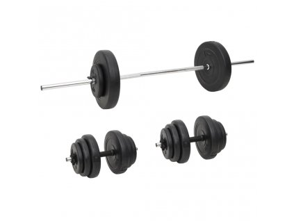 Sada obouruční a jednoručních činek se závažím 60 kg