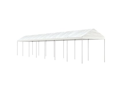 Altán se střechou bílý 15,61 x 2,28 x 2,69 m polyethylen