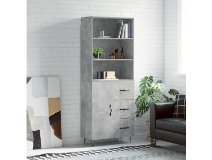 Skříň highboard betonově šedá 69,5x34x180 cm kompozitní dřevo