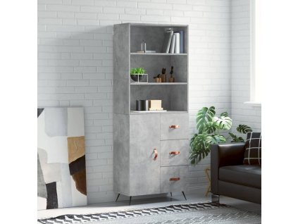 Skříň highboard betonově šedá 69,5x34x180 cm kompozitní dřevo