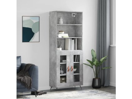 Skříň highboard betonově šedá 69,5x34x180 cm kompozitní dřevo