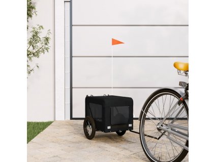 Vozík za kolo pro psa černý oxfordská tkanina a železo