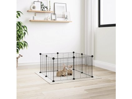 8dílná klec pro domácí mazlíčky černá 35 x 35 cm ocelová
