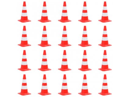 Reflexní dopravní kužely 20 ks červené a bílé 50 cm