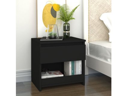 Noční stolek černý 40 x 30 x 39 cm kompozitní dřevo
