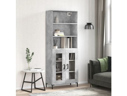Skříň highboard betonově šedá 69,5x34x180 cm kompozitní dřevo