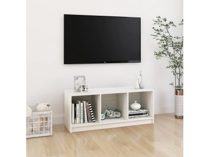TV stolek bílý 104 x 33 x 41 cm masivní borové dřevo