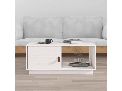 Konferenční stolek bílý 80x50x35,5 cm masivní borové dřevo