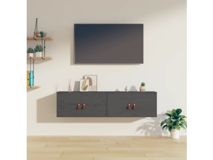 Nástěnné skříňky 2 ks šedé 60 x 30 x 30 cm masivní borové dřevo