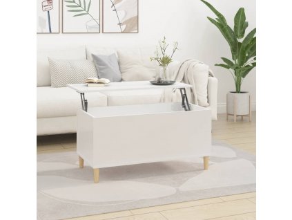 Konferenční stolek lesklý bílý 90x44,5x45 cm kompozitní dřevo