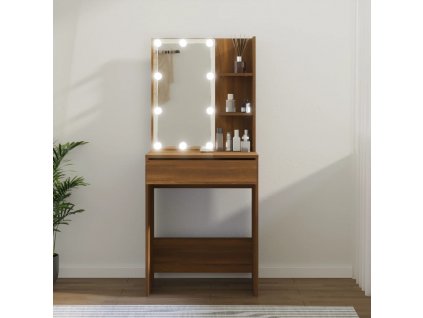 Toaletní stolek s LED hnědý dub 60 x 40 x 140 cm
