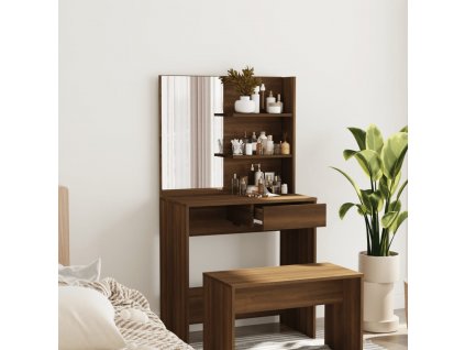 Toaletní stolek se zrcadlem hnědý dub 74,5 x 40 x 141 cm