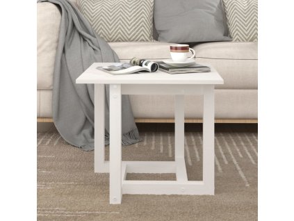 Konferenční stolek bílý 50 x 50 x 45 cm masivní borové dřevo