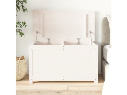 Úložný box bílá 80 x 40 x 45,5 cm masivní borové dřevo
